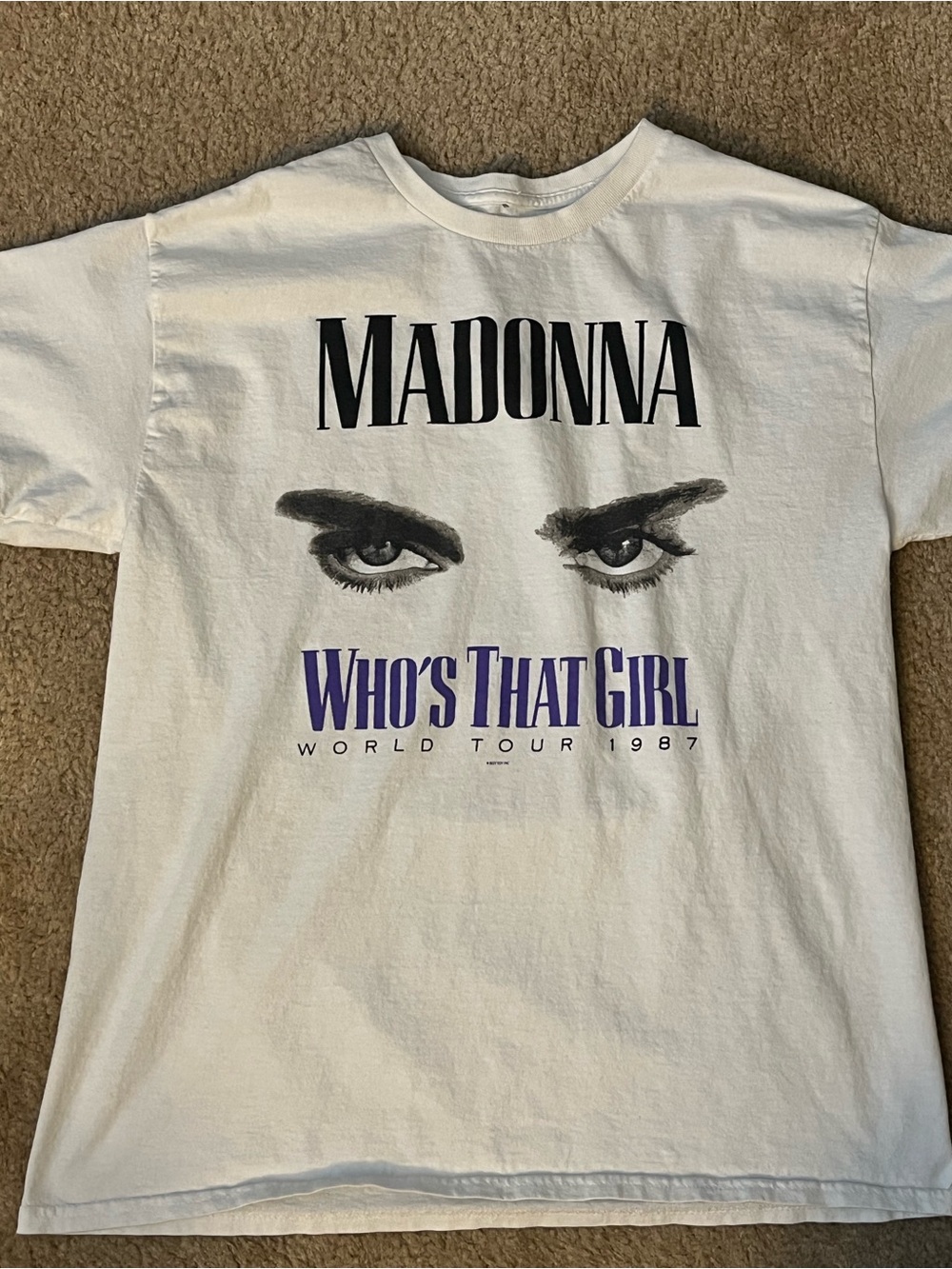 Madonna "Who's That Girl" 1987 Tour Vintage White Tee Size Large